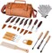 Premium Wood Carving Tools Kit - Ergonomic Walnut Handles, Razor-Sharp High-Carbon Steel Blades, PU Leather Storage Bag, Safety Gloves & Thumb Guard – For Beginners & Professionals